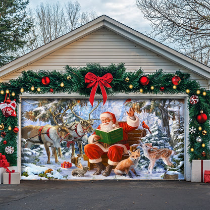 Christmas Garage Door Banner Decoration -  Santa's Forest