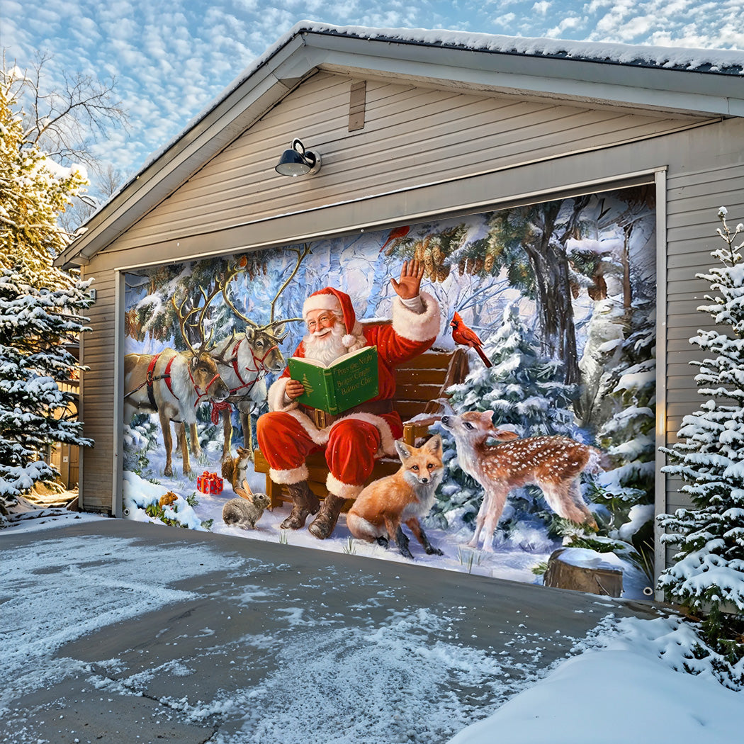 Christmas Garage Door Banner Decoration -  Santa's Forest