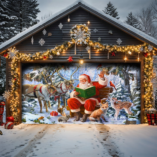Christmas Garage Door Banner Decoration -  Santa's Forest