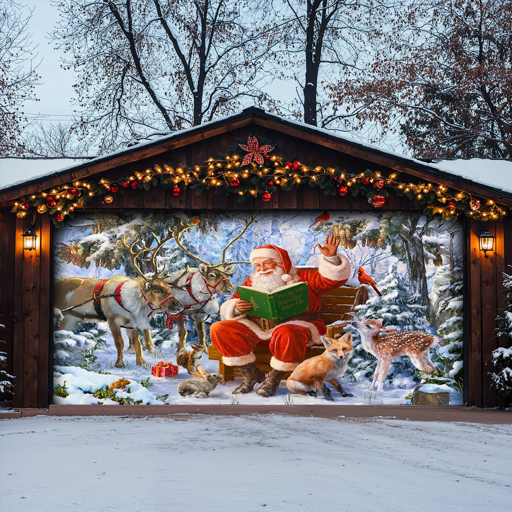 Christmas Garage Door Banner Decoration -  Santa's Forest