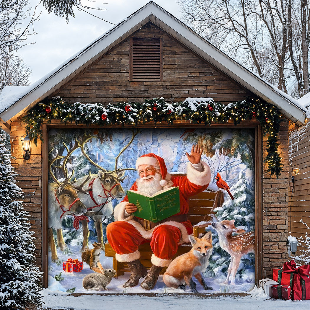 Christmas Garage Door Banner Decoration -  Santa's Forest