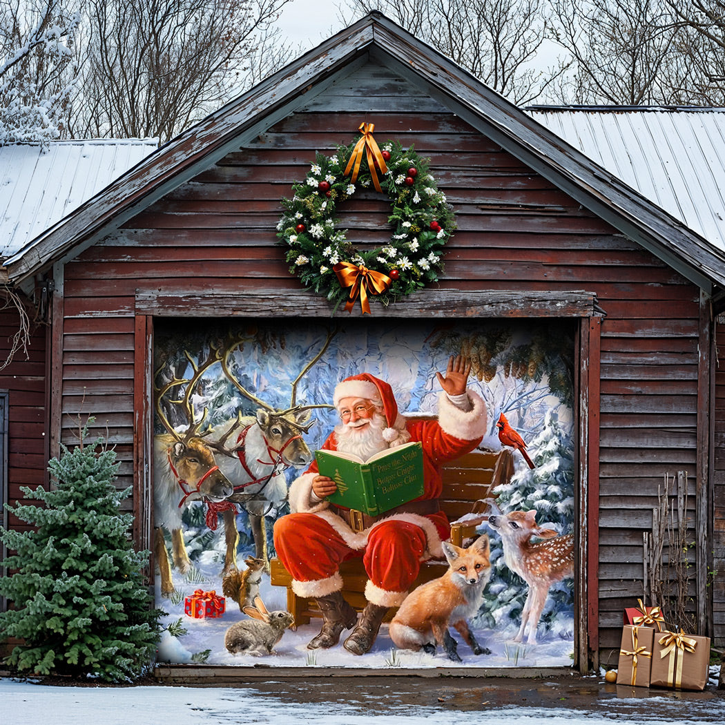 Christmas Garage Door Banner Decoration -  Santa's Forest