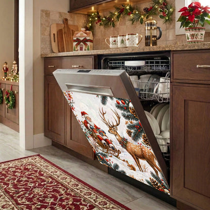 Christmas Magnetic Dishwasher Cover Santa's Snowy Woodland