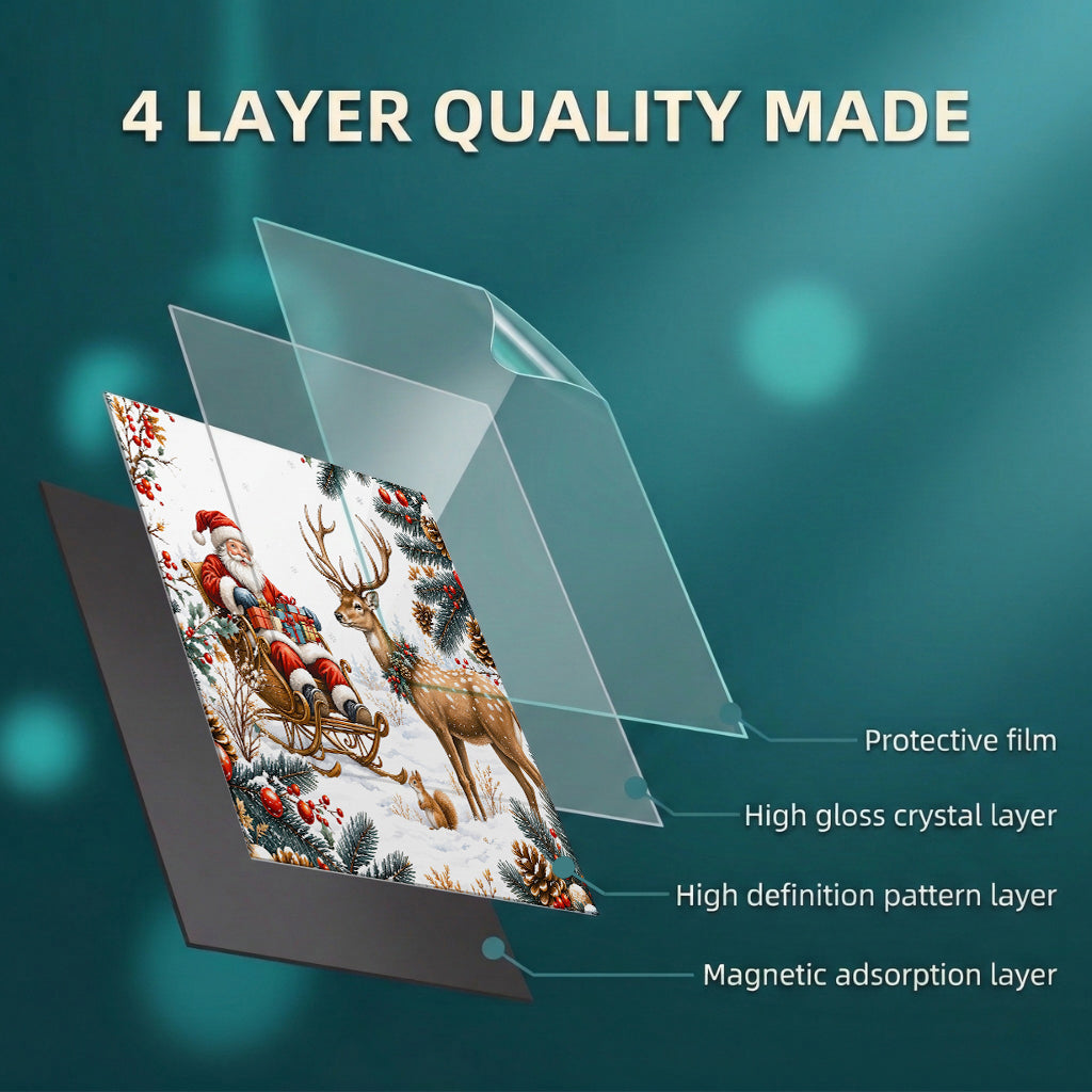 Christmas Magnetic Dishwasher Cover Santa's Snowy Woodland