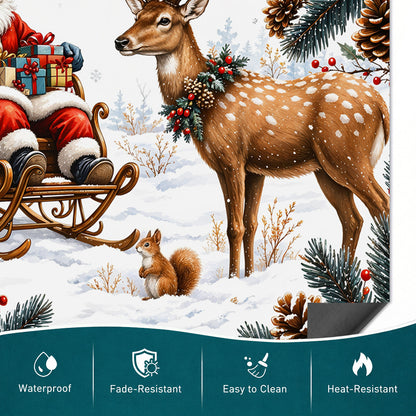 Christmas Magnetic Dishwasher Cover Santa's Snowy Woodland