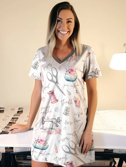 Sewing Lover V-neck Nightshirt Crafty Comfort