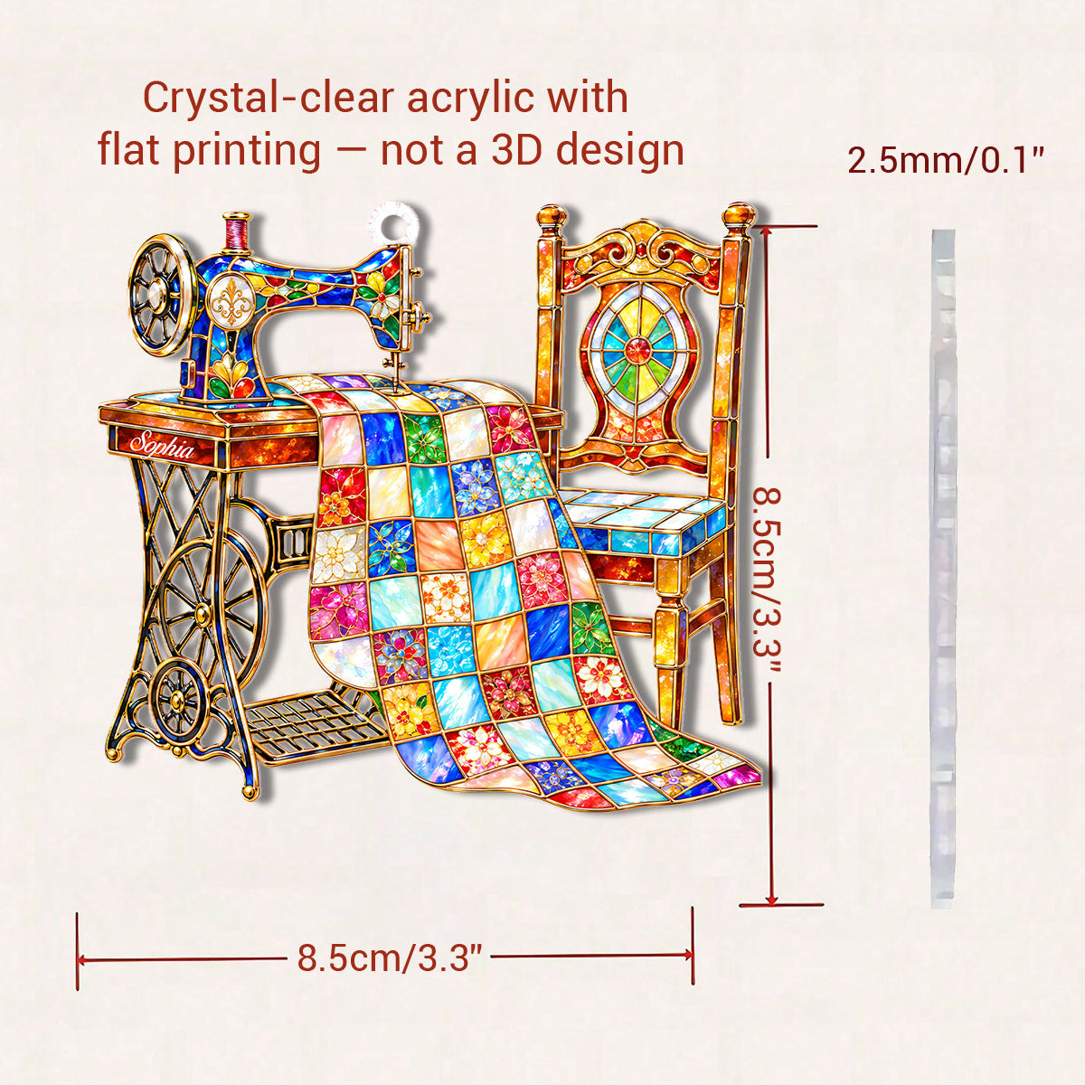 Sewing Lover 2D Acrylic Ornament Personalized Sewing Machine For Sewing Lover