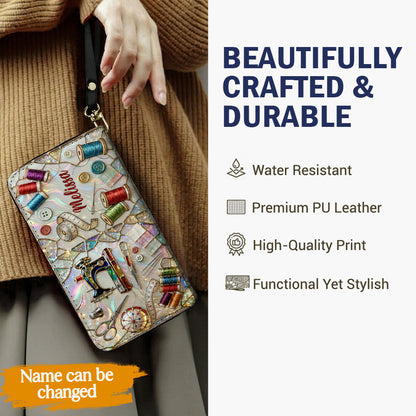 Sewing Lover Leather Wallet Personalized Sewn With Sparkle