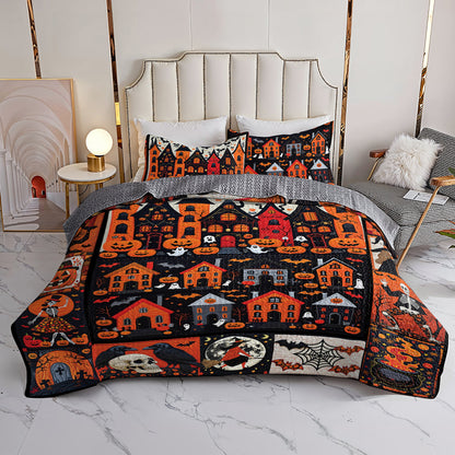 Halloween 2D Print All Season 3-Piece Quilt Set Shadowfall Sanctuary