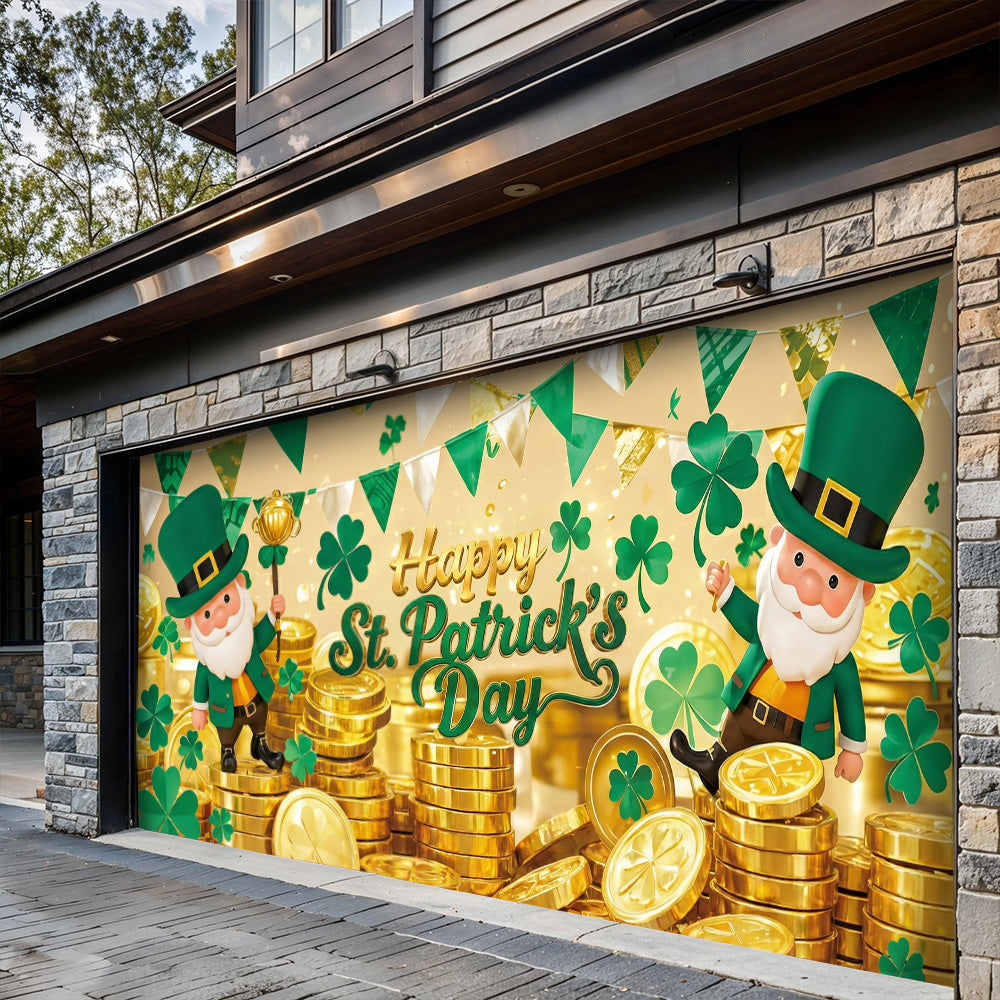 Patrick's Day Garage Door Banner Decoration - Shamrock Celebration