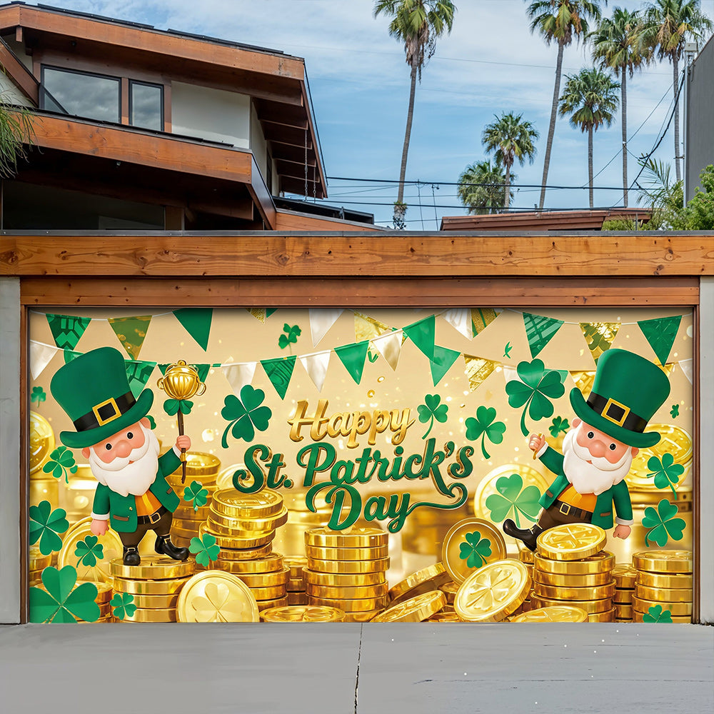 Patrick's Day Garage Door Banner Decoration - Shamrock Celebration