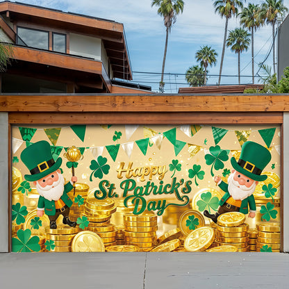 Patrick's Day Garage Door Banner Decoration - Shamrock Celebration