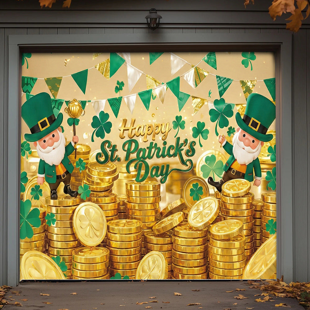 Patrick's Day Garage Door Banner Decoration - Shamrock Celebration