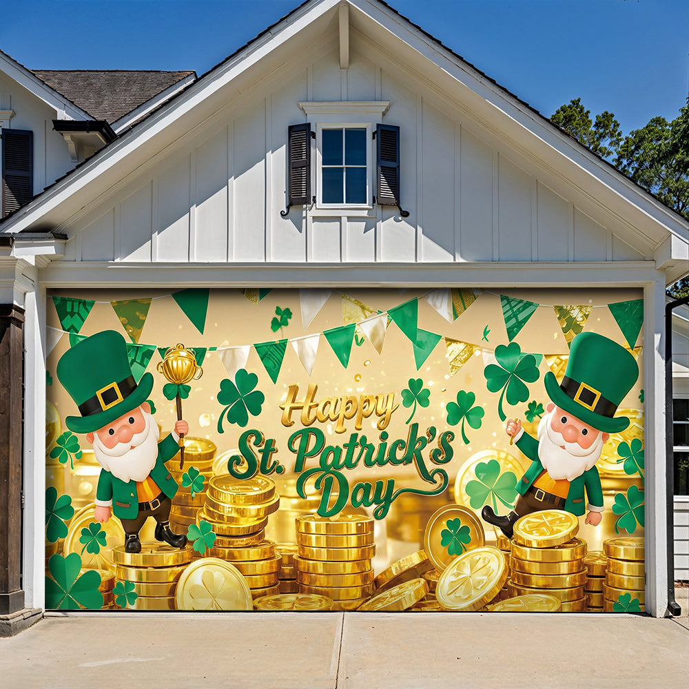 Patrick's Day Garage Door Banner Decoration - Shamrock Celebration