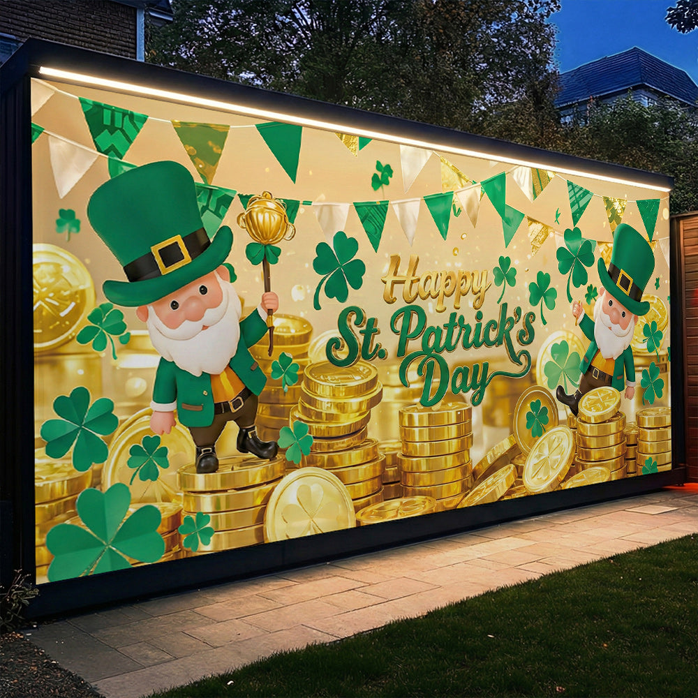 Patrick's Day Garage Door Banner Decoration - Shamrock Celebration