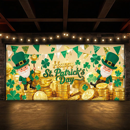 Patrick's Day Garage Door Banner Decoration - Shamrock Celebration