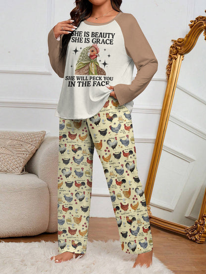 Chicken Raglan Lounge Pajamas She Is Beauty She Is Grace