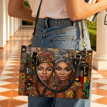 Black Women Handbag & Wallet Set 2D Print Queens Of The Motherland