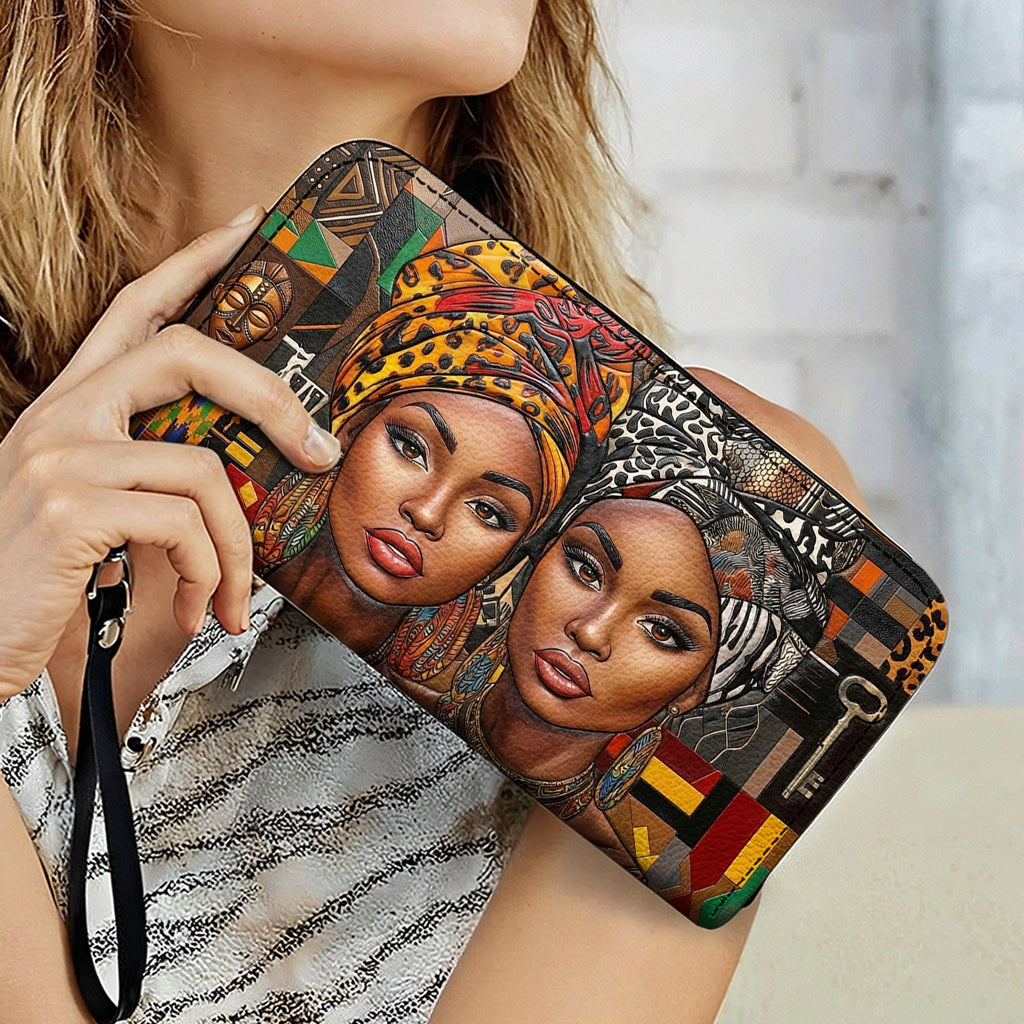 Black Women Handbag & Wallet Set 2D Print Queens Of The Motherland