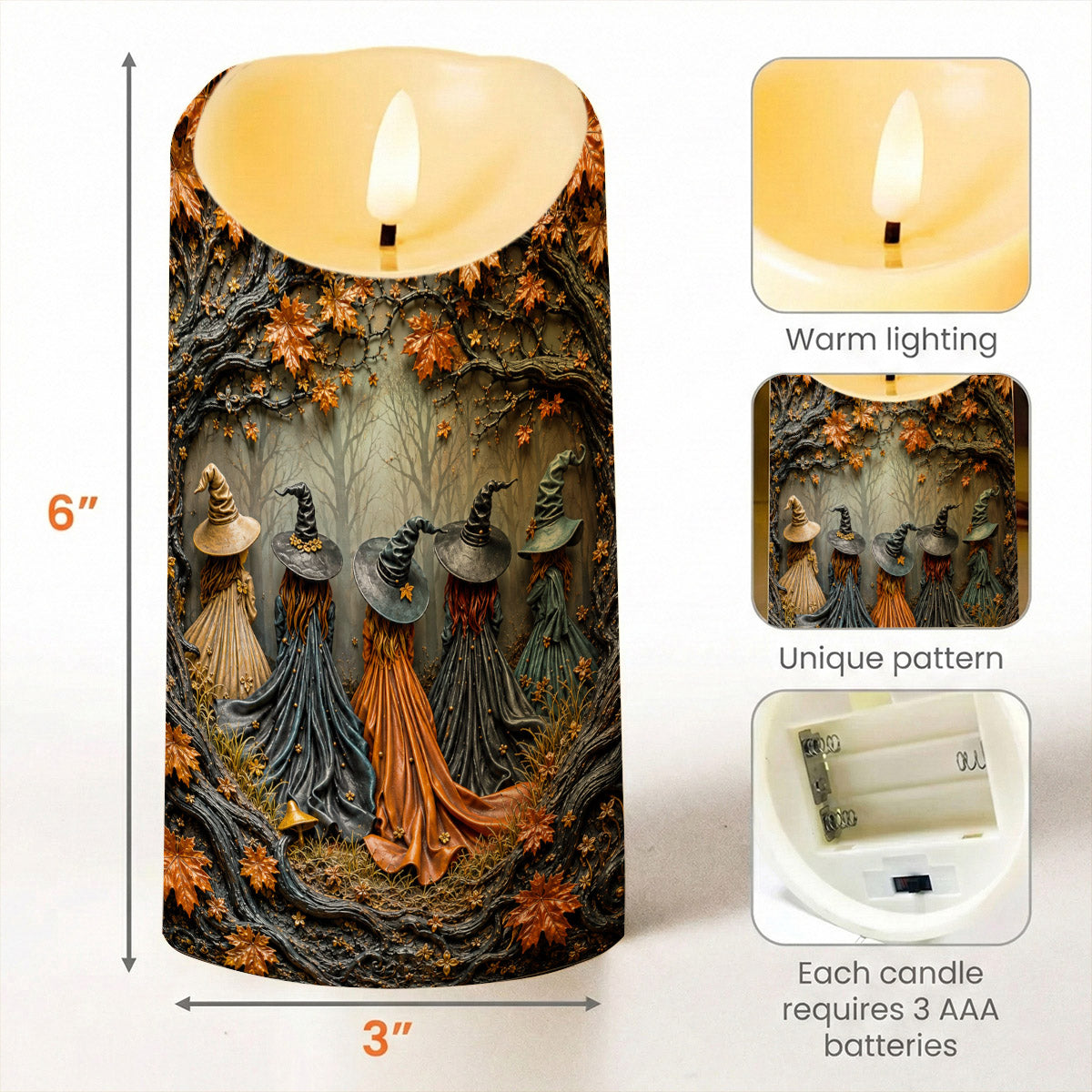 Witch LED Candle Sisters of the Hollow Grove