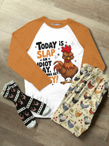 Chicken Raglan Lounge Pajamas Slap An Idiot Day