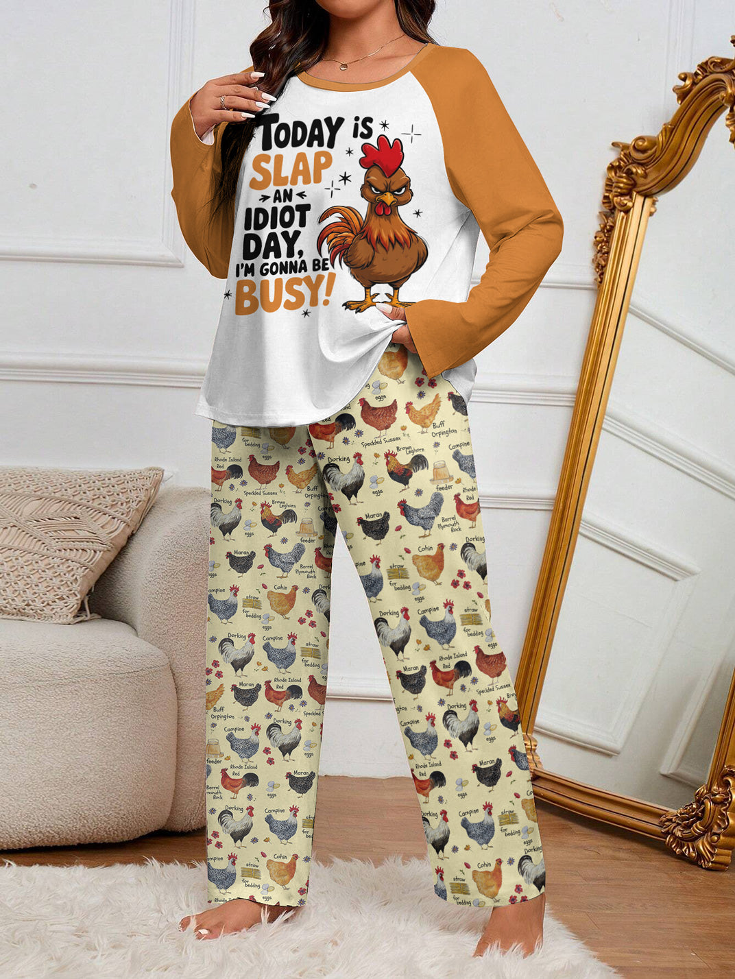 Chicken Raglan Lounge Pajamas Slap An Idiot Day