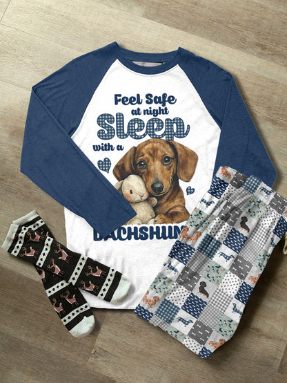 Dachshund Raglan Lounge Pajamas Sleep With A Dachshund