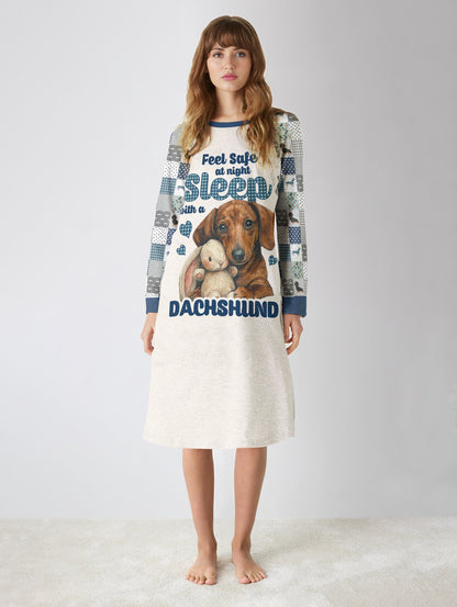 Dachshund Lover Raglan Dress Feel Safe At Night Sleep With A Dachshund