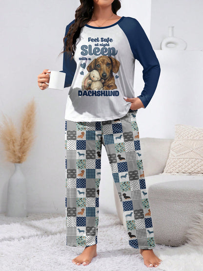 Dachshund Raglan Lounge Pajamas Sleep With A Dachshund