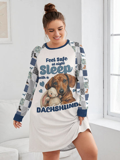 Dachshund Lover Raglan Dress Feel Safe At Night Sleep With A Dachshund