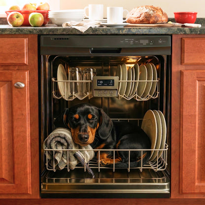 Dog Lover Magnetic Dishwasher Cover Sleeping Doxie