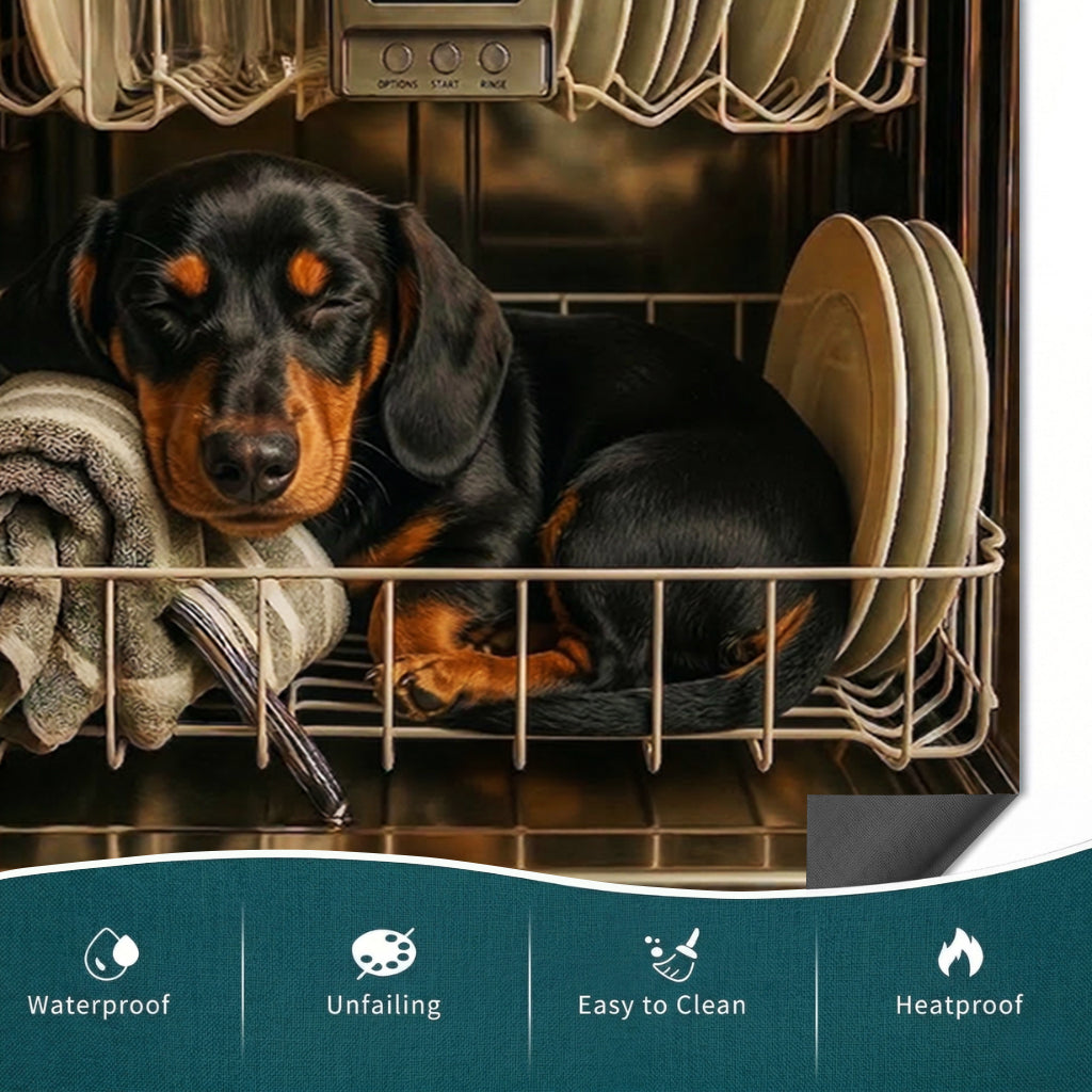 Dog Lover Magnetic Dishwasher Cover Sleeping Doxie
