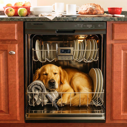 Dog Lover Magnetic Dishwasher Cover Sleeping Goldie