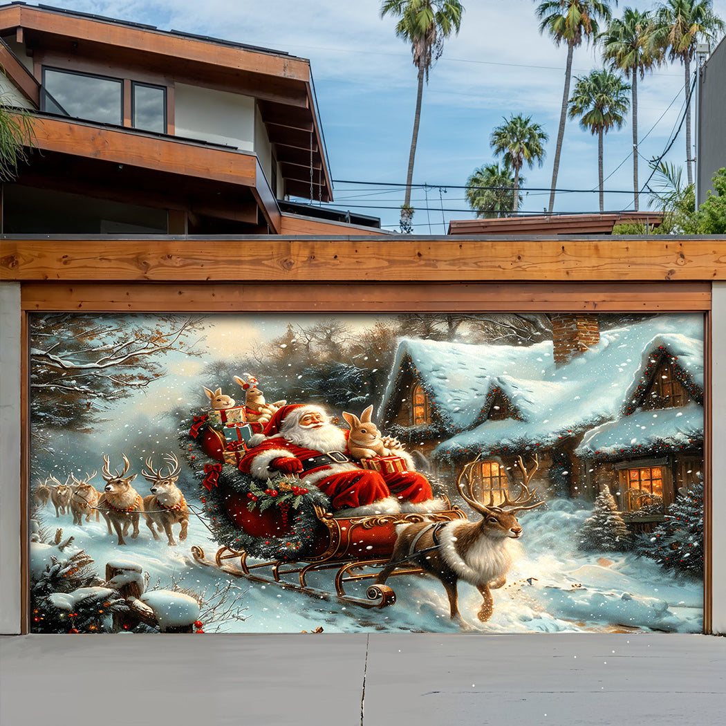 Christmas Garage Door Banner Decoration -  Sleigh Ride Joy