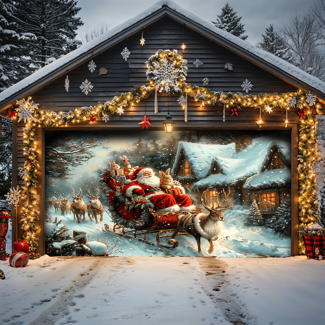 Christmas Garage Door Banner Decoration -  Sleigh Ride Joy