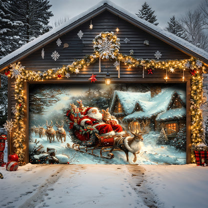 Christmas Garage Door Banner Decoration -  Sleigh Ride Joy