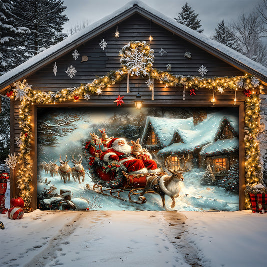 Christmas Garage Door Banner Decoration -  Sleigh Ride Joy