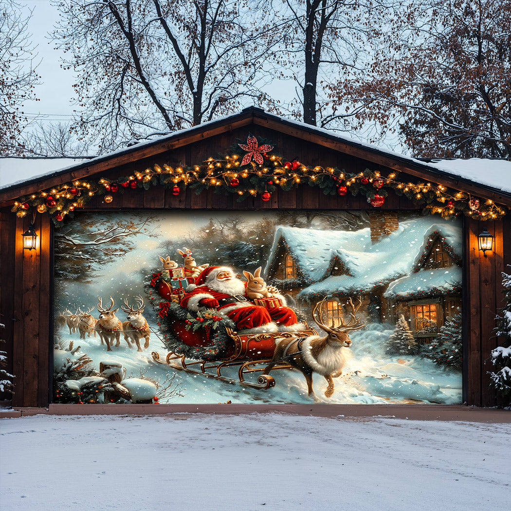 Christmas Garage Door Banner Decoration -  Sleigh Ride Joy