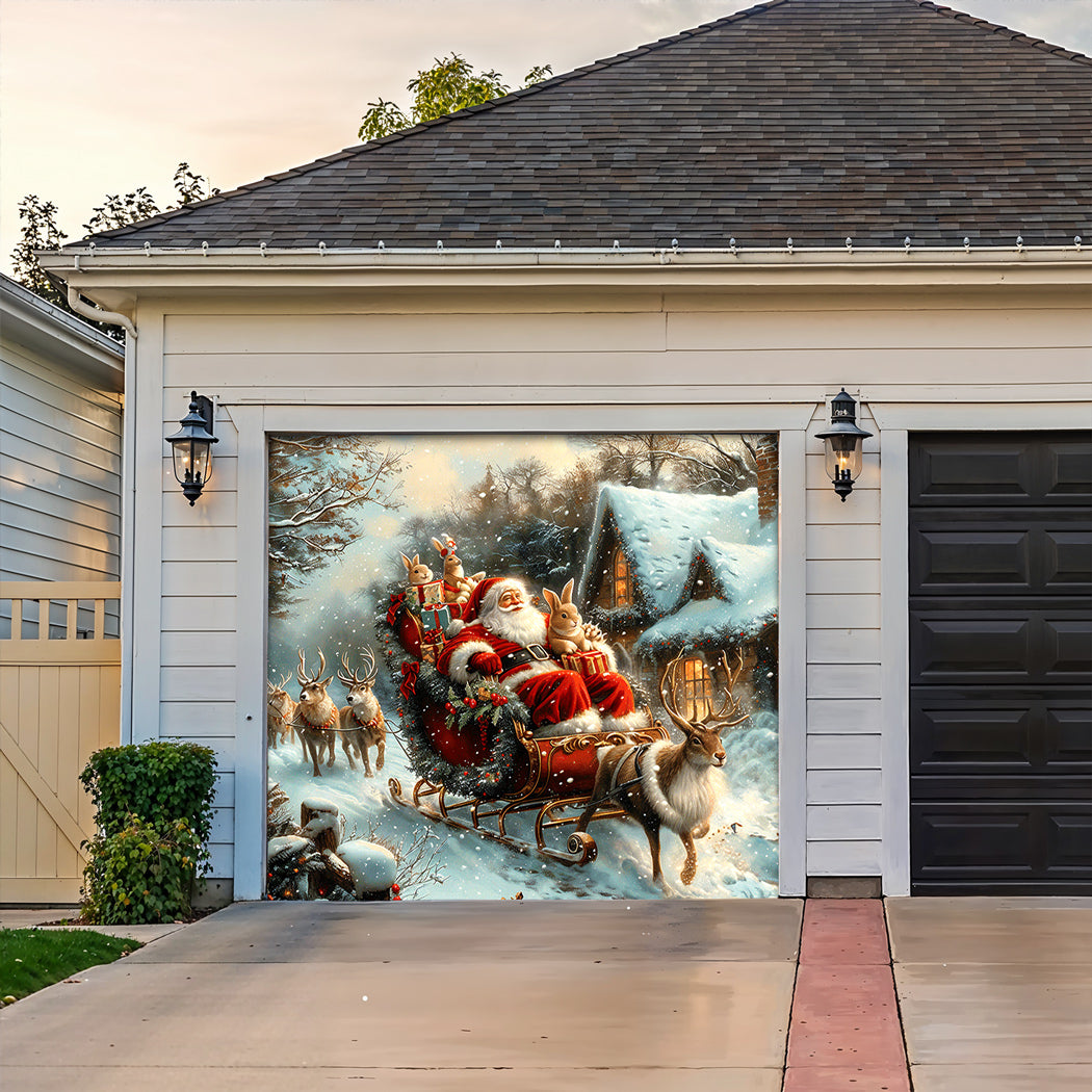 Christmas Garage Door Banner Decoration -  Sleigh Ride Joy