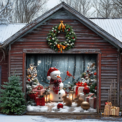 Christmas Garage Door Banner Decoration -  Snowman and the Forest Friends