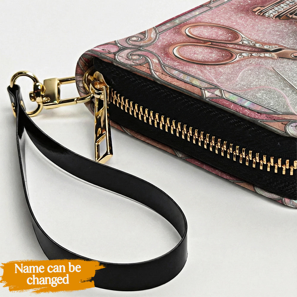 Sewing Lover Leather Wallet Personalized Sparkle Sew Chic
