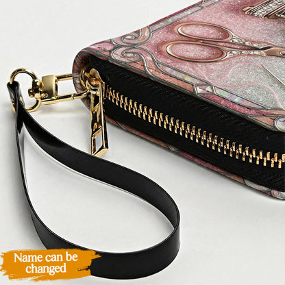 Sewing Lover Leather Wallet Personalized Sparkle Sew Chic