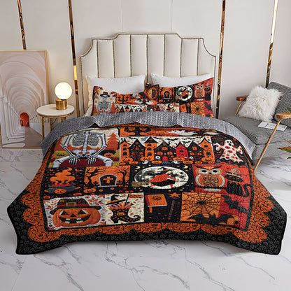 Halloween 2D Print All Season 3-Piece Quilt Set Spooky Old Things