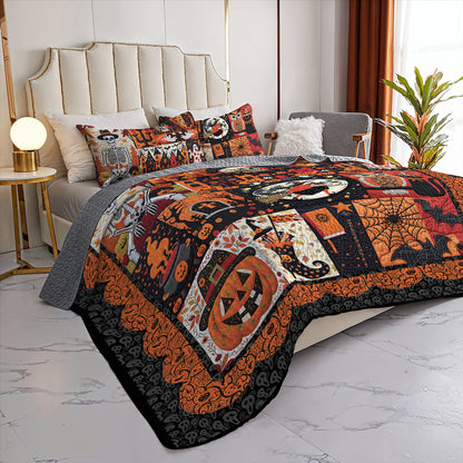 Halloween 2D Print All Season 3-Piece Quilt Set Spooky Old Things
