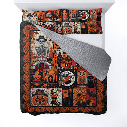 Halloween 2D Print All Season 3-Piece Quilt Set Spooky Old Things