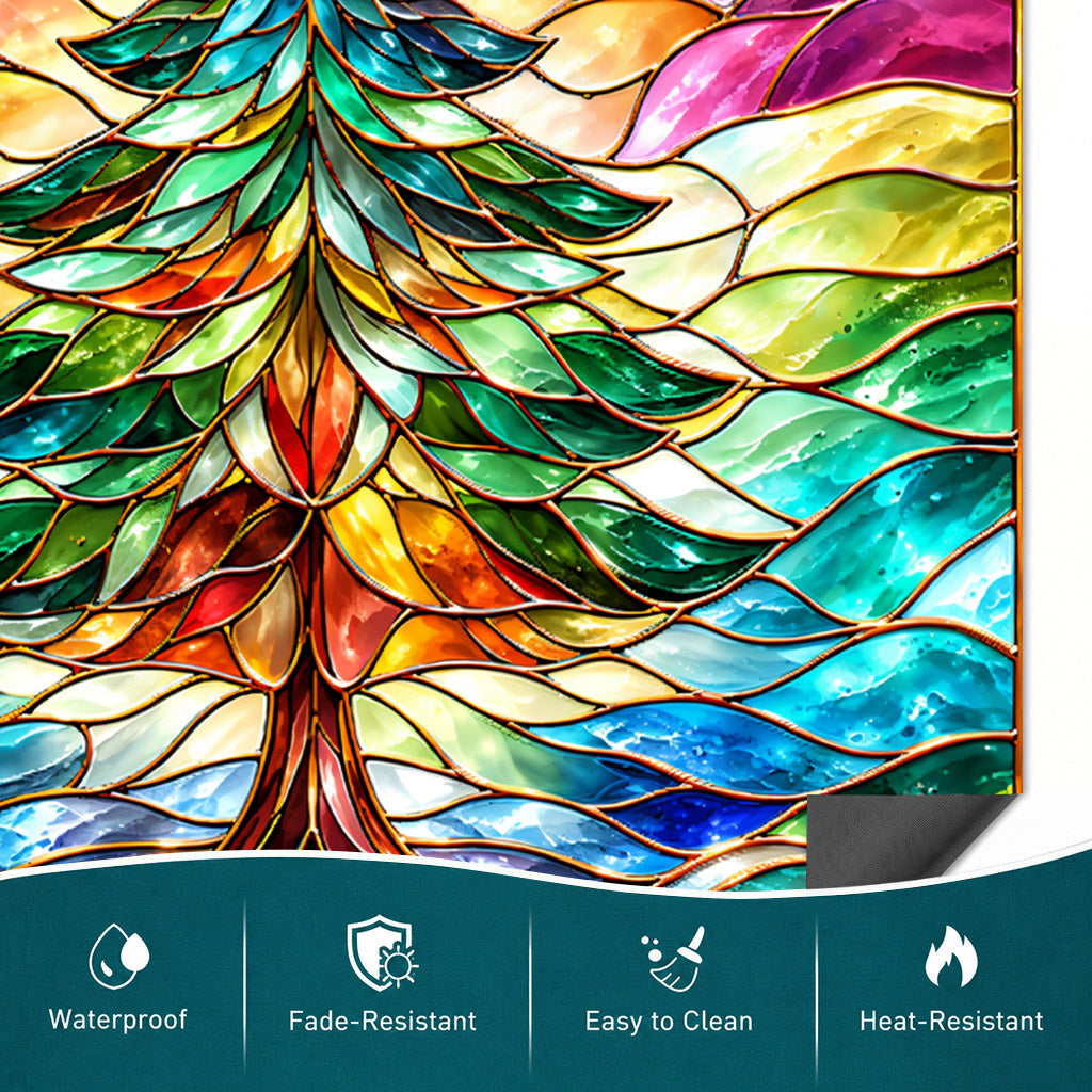Christmas Magnetic Dishwasher Cover Stained Glass Christmas Tree