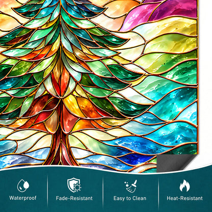 Christmas Magnetic Dishwasher Cover Stained Glass Christmas Tree