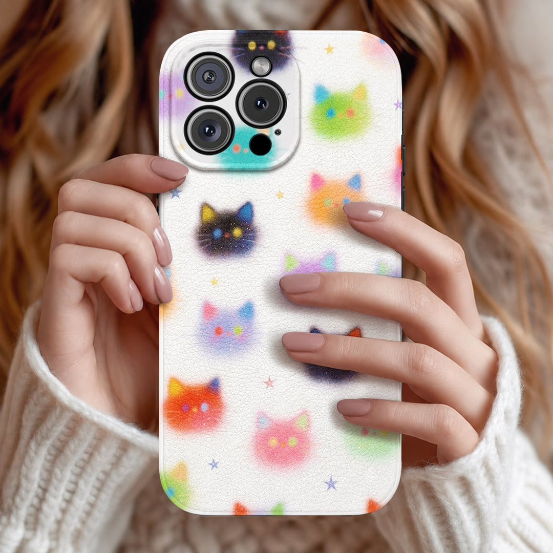 Cat Lover Leather Phone Case Stardust Kitties