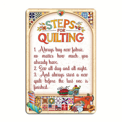 Sewing Lover 2D Metal Sign Steps For Quilting