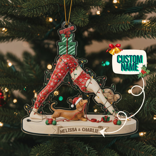 Yoga Lovers 2D Acrylic Ornament Stretching Into The Season Personalized